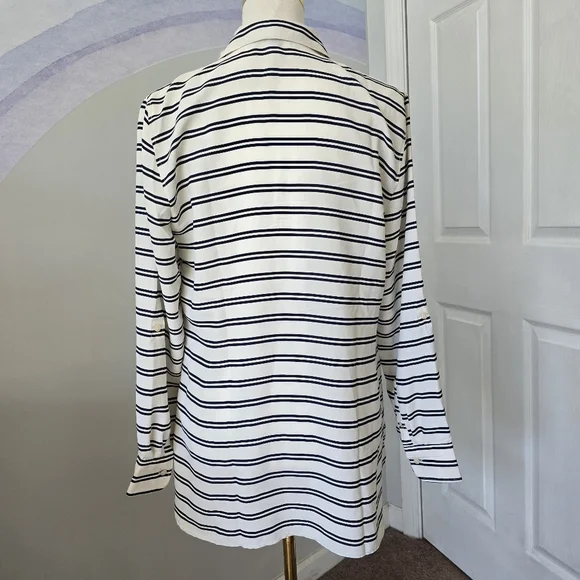 Talbots | Medium | Navy & White Striped Button Down - Picture 6 of 10